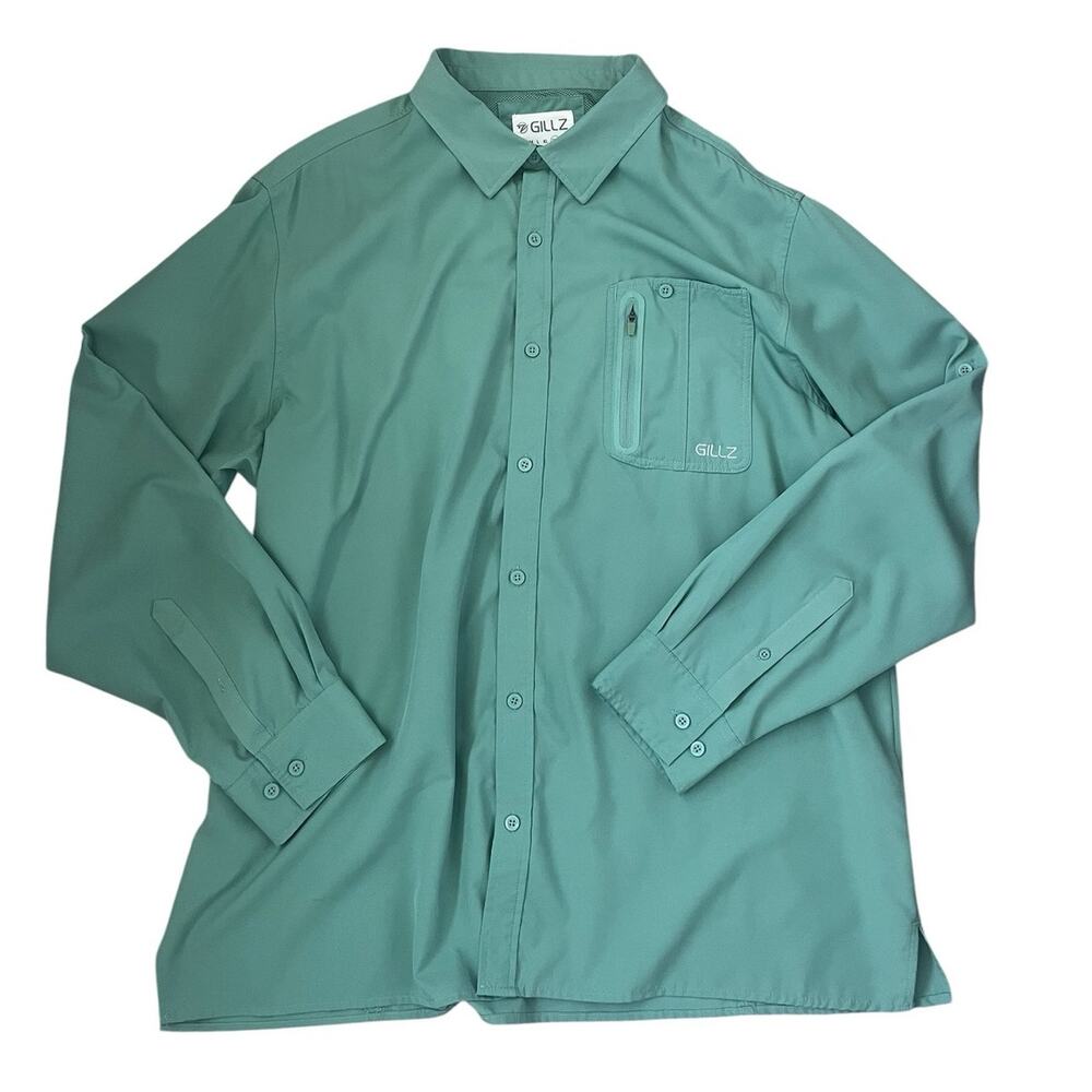 Gillz Deep Sea Fishing Shirt UPF Vented Long Sleeve Green  Stretch 2XL